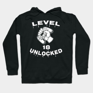 Level 18 Unlocked - Funny Mens 18th Birthday Gamer Hoodie